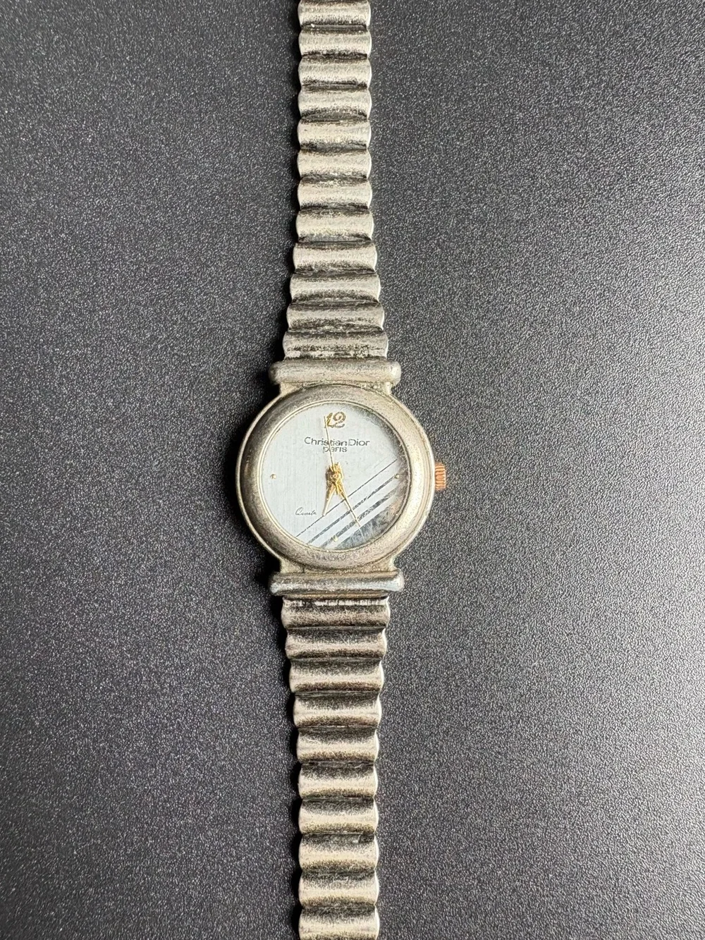 Dior Women’s Vintage Silver and Gold-Tone Round‎ Dial Bracelet Watch